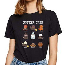 Load image into Gallery viewer, Tops T Shirt Women potter cats funny s for cat lovers Funny White Print Female Tshirt
