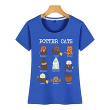 Load image into Gallery viewer, Tops T Shirt Women potter cats funny s for cat lovers Funny White Print Female Tshirt