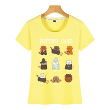 Load image into Gallery viewer, Tops T Shirt Women potter cats funny s for cat lovers Funny White Print Female Tshirt