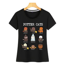 Load image into Gallery viewer, Tops T Shirt Women potter cats funny s for cat lovers Funny White Print Female Tshirt
