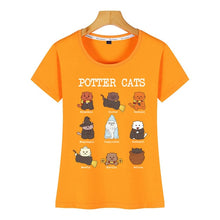 Load image into Gallery viewer, Tops T Shirt Women potter cats funny s for cat lovers Funny White Print Female Tshirt
