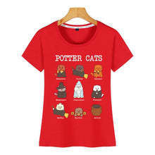 Load image into Gallery viewer, Tops T Shirt Women potter cats funny s for cat lovers Funny White Print Female Tshirt
