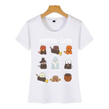 Load image into Gallery viewer, Tops T Shirt Women potter cats funny s for cat lovers Funny White Print Female Tshirt
